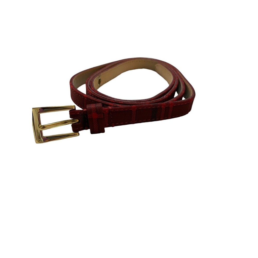 Talbots Plaid Skinny Belt Size XL Red